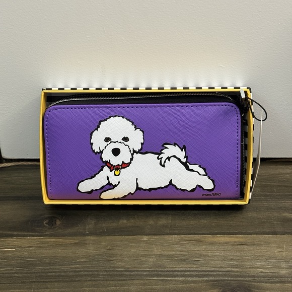 Marc Tetro Handbags - Bichon Frise Zip Around Wallet by Marc Tetro‎